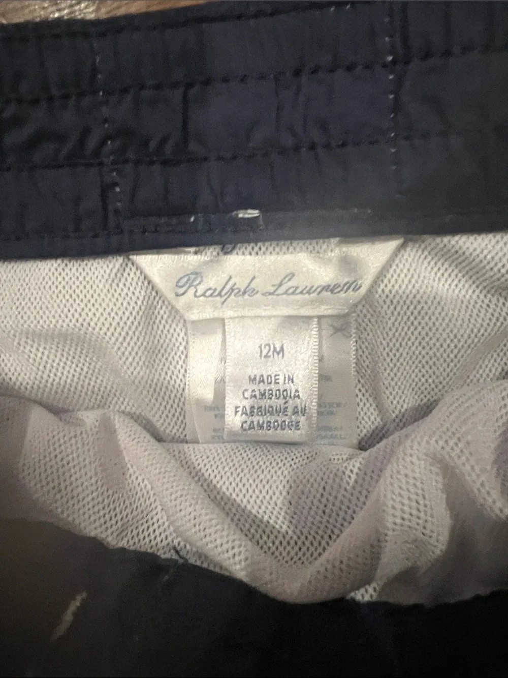 Ralph Lauren Navy & Light Blue Striped Boys Swim Shorts
